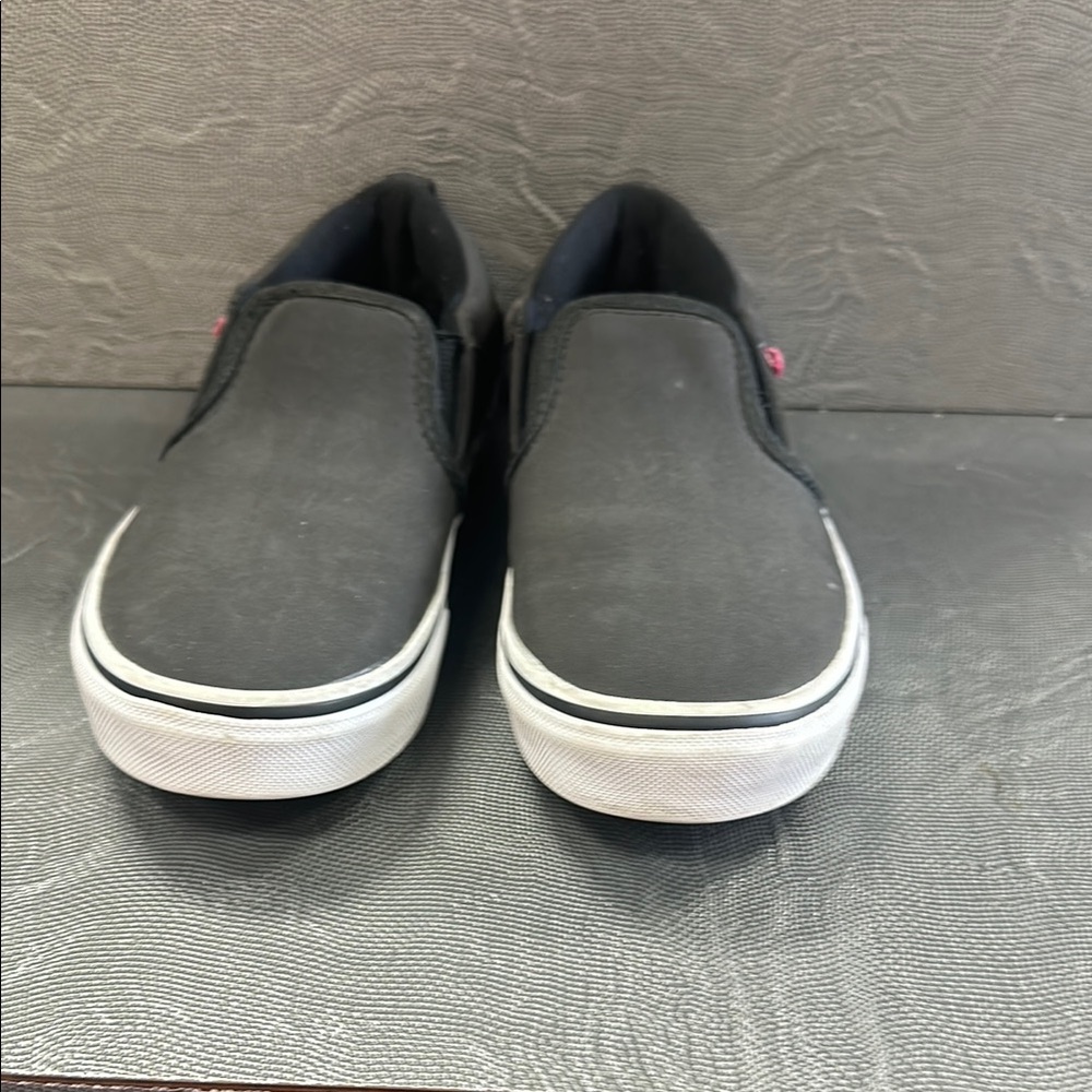 Vans Black Slip-On Sneakers with Elastic Inserts and White Sole